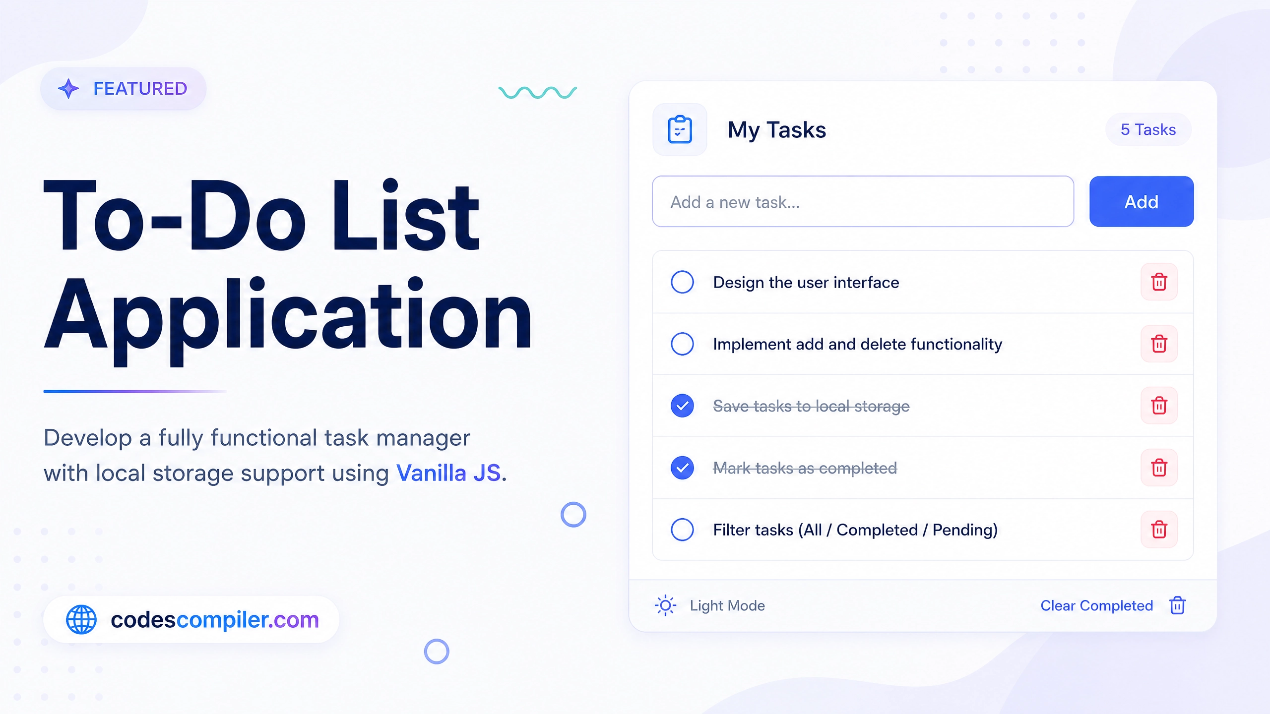 Create a To-Do List Application using Vanilla JS