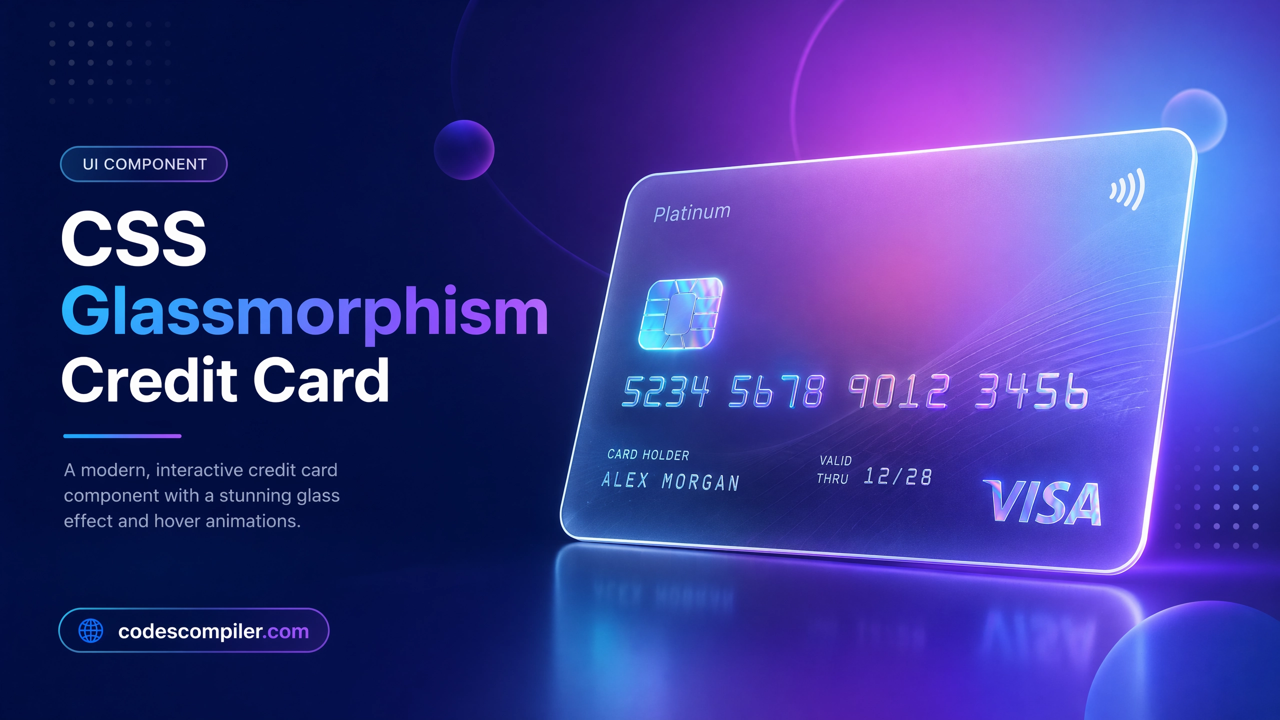 Glassmorphism Hover Credit Card