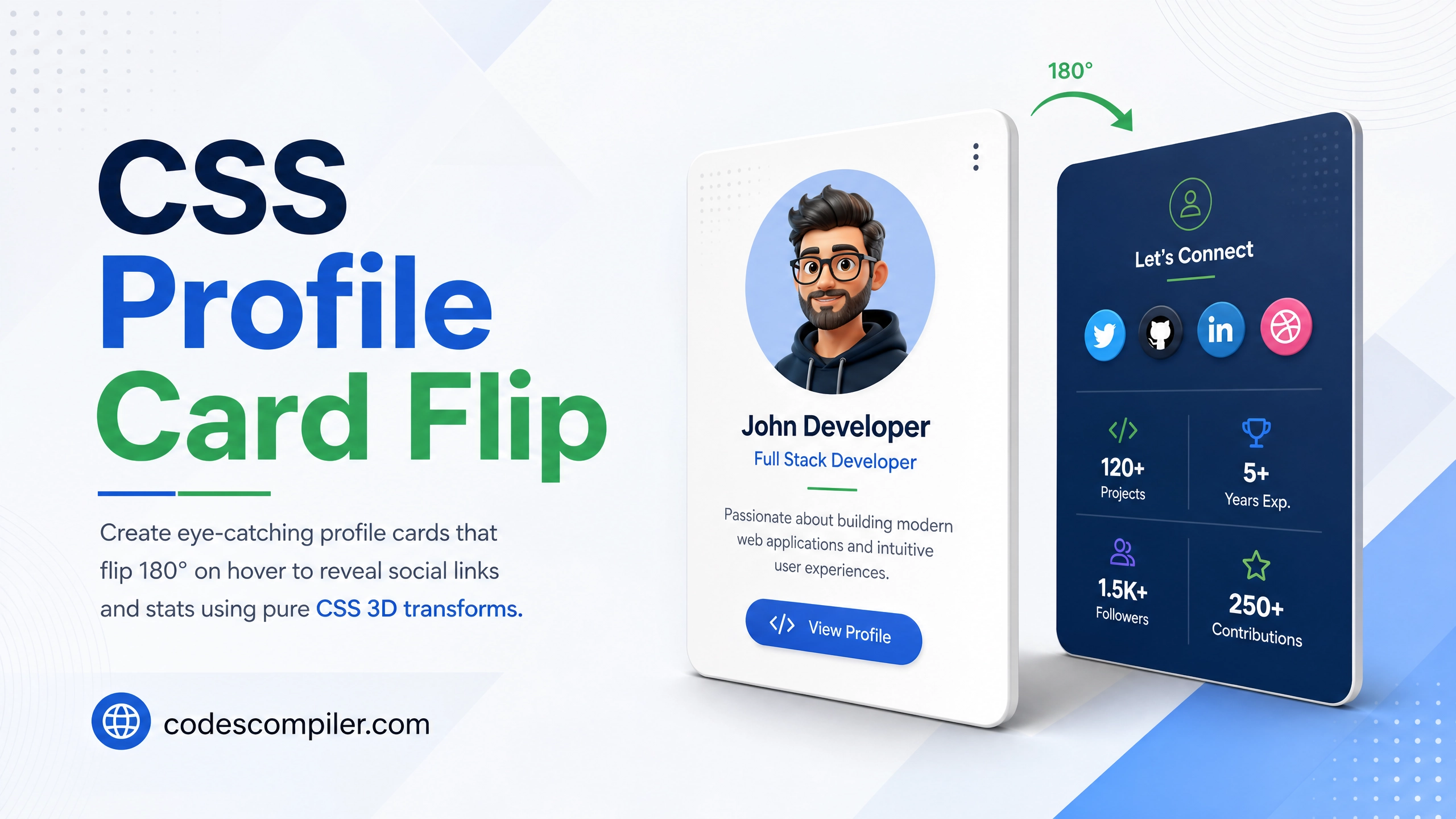 CSS Animated Profile Card with 3D Flip Effect