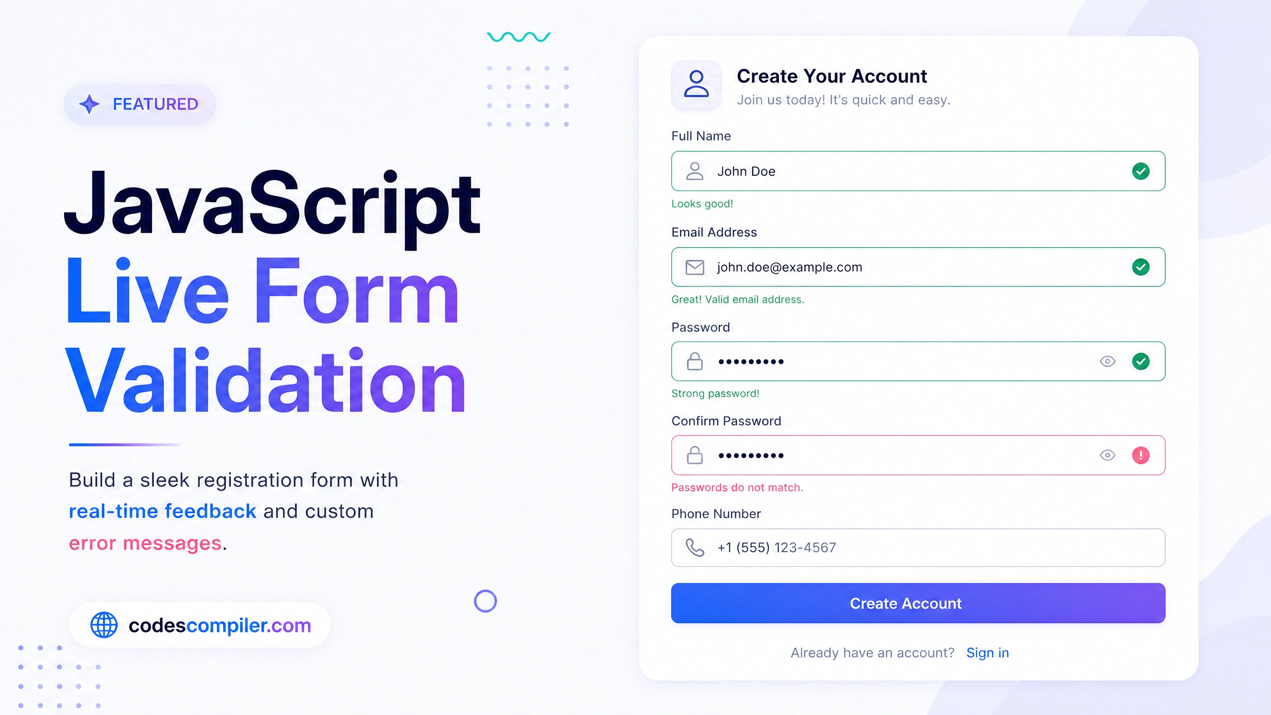 JavaScript Live Form Validation