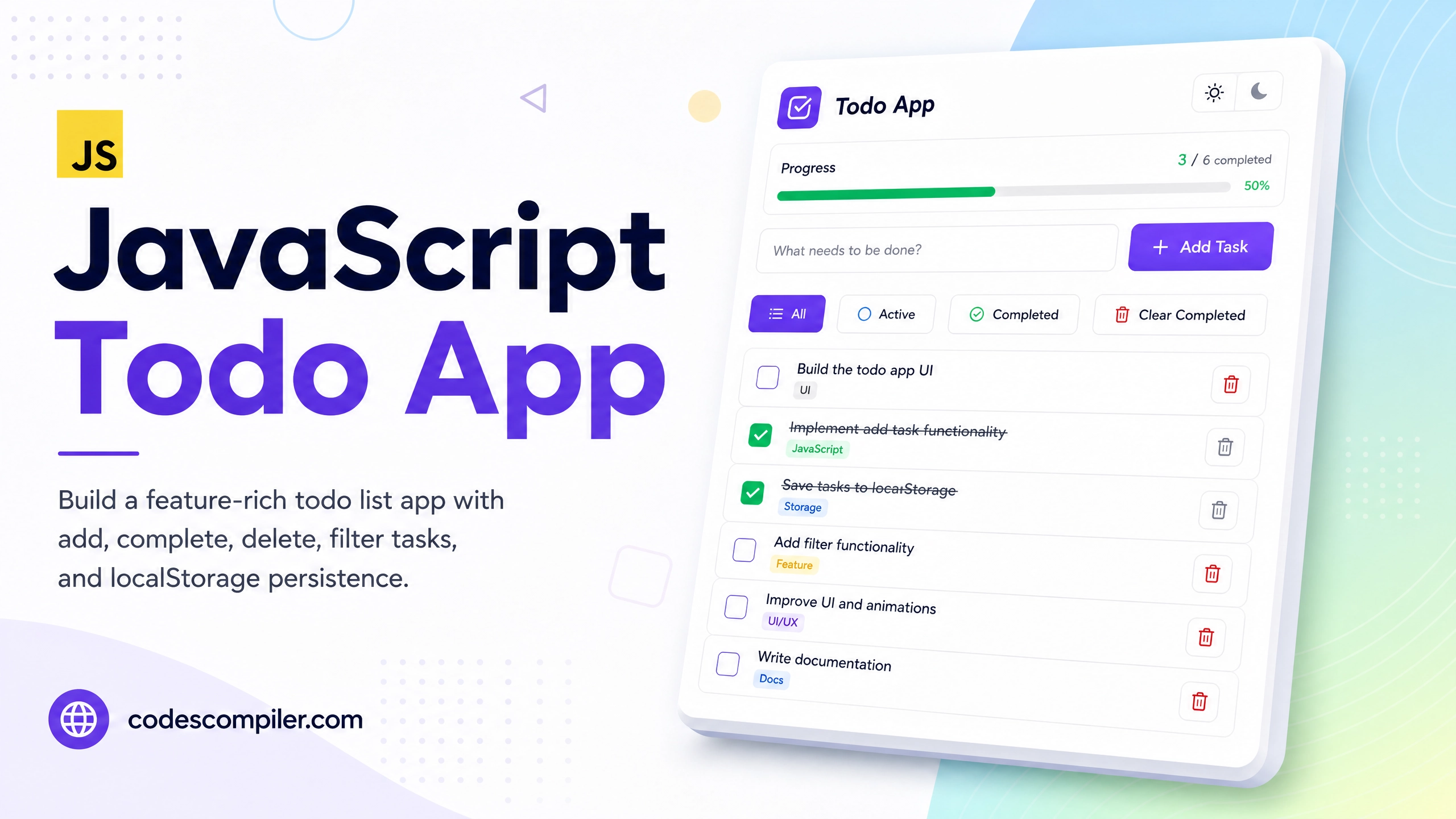 JavaScript Todo List App with localStorage